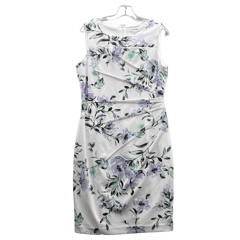 Calvin Klein Sheath Dress Women's 10 Floral Business Cocktail Garden Party 90's